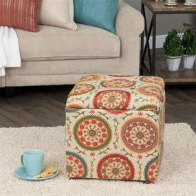 img 1 attached to 🏠 HomePop Square Upholstered Storage Ottoman: Stylish Suzani Design with Removable Top