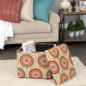 img 2 attached to 🏠 HomePop Square Upholstered Storage Ottoman: Stylish Suzani Design with Removable Top