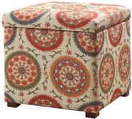 🏠 homepop square upholstered storage ottoman: stylish suzani design with removable top logo