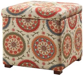 img 4 attached to 🏠 HomePop Square Upholstered Storage Ottoman: Stylish Suzani Design with Removable Top