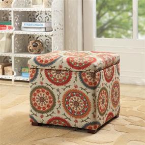 img 3 attached to 🏠 HomePop Square Upholstered Storage Ottoman: Stylish Suzani Design with Removable Top