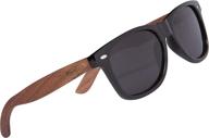 🕶️ stylish woodies polarized walnut wood sunglasses for kids with black polarized lenses - 100% uva/uvb ray protection logo