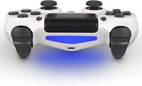 img 2 attached to 🎮 PS4 Compatible Wireless Game Controller - Two Motors Joystick with LED Indicator, Charging Cable, Stereo Headset Jack (White)