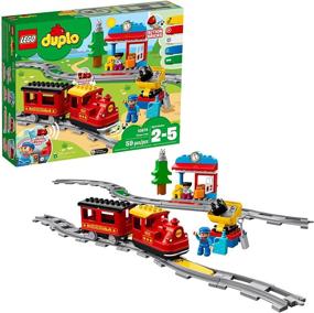 img 4 attached to LEGO DUPLO Steam Train 10874 Remote-Control Building Blocks Set 🚂 - Fun & Educational Birthday Gift for Toddlers - 59 Pieces