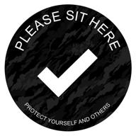 🪑 sticky brand sit here sign sticker: ensure social distancing with office chair signs logo