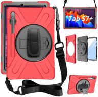 🔴 zenrich galaxy tab s7 plus case 12.4 inch 2020 - heavy duty case with s pen holder, screen protector, stand, hand strap, shoulder belt - red logo