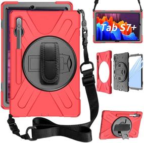 img 4 attached to 🔴 ZenRich Galaxy Tab S7 Plus Case 12.4 inch 2020 - Heavy Duty Case with S Pen Holder, Screen Protector, Stand, Hand Strap, Shoulder Belt - Red