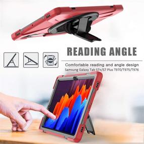 img 3 attached to 🔴 ZenRich Galaxy Tab S7 Plus Case 12.4 inch 2020 - Heavy Duty Case with S Pen Holder, Screen Protector, Stand, Hand Strap, Shoulder Belt - Red