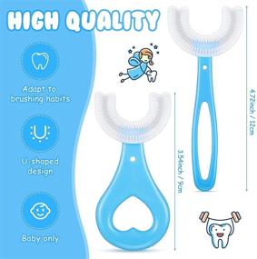 img 1 attached to 🦷 6-Piece Kids U-Shaped Toothbrush: Soft Silicone Brush Head for Effective Whole Mouth Teeth Cleaning – Ideal for Kids 2-12 Years Old (Blue)
