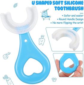 img 3 attached to 🦷 6-Piece Kids U-Shaped Toothbrush: Soft Silicone Brush Head for Effective Whole Mouth Teeth Cleaning – Ideal for Kids 2-12 Years Old (Blue)