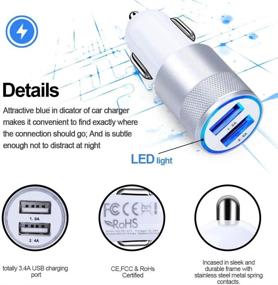 img 3 attached to 🔌 Комплект быстрой зарядки USB C для Samsung Galaxy S21 S20 Ultra 5G S10 S10e S9 S8 Plus Note 20 10 9 A90 A80 A72 A52 A50, Двойное отверстие 3.4A Быстрый автомобильный адаптер + Зарядное устройство для стены USB с двумя кабелями Type C длиной 6 футов.