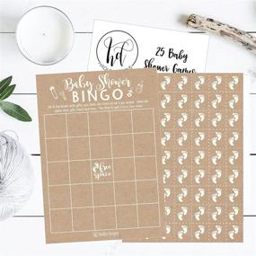 img 1 attached to 🎲 25 Rustic Kraft Bingo Game Cards for Baby Shower, with 25 Pack of Baby Feet Game Chips - Funny Baby Party Ideas and Supplies for Girl or Boy!