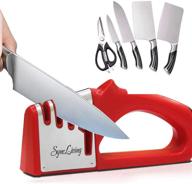 🔪 sync living 4 stage knife and scissor sharpener: diamond, ceramic, tungsten tool for red knives - kitchen essential logo