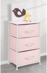 img 3 attached to 🎀 mDesign Spira Collection Pink/White Wood Top/Steel Frame Dresser Chest with 3 Removable Fabric Drawers/Bins - Ideal for Kids Bedroom, Playroom, and Baby Nursery Organization