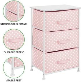 img 2 attached to 🎀 mDesign Spira Collection Pink/White Wood Top/Steel Frame Dresser Chest with 3 Removable Fabric Drawers/Bins - Ideal for Kids Bedroom, Playroom, and Baby Nursery Organization