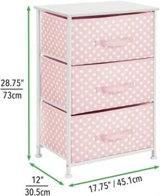 img 1 attached to 🎀 mDesign Spira Collection Pink/White Wood Top/Steel Frame Dresser Chest with 3 Removable Fabric Drawers/Bins - Ideal for Kids Bedroom, Playroom, and Baby Nursery Organization