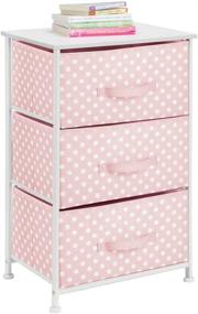 img 4 attached to 🎀 mDesign Spira Collection Pink/White Wood Top/Steel Frame Dresser Chest with 3 Removable Fabric Drawers/Bins - Ideal for Kids Bedroom, Playroom, and Baby Nursery Organization