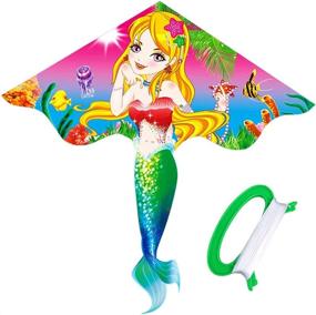 img 4 attached to 🧚 HENGDA Kite - Kids' Lovely Cartoon Mermaid Kite Set with Flying Line