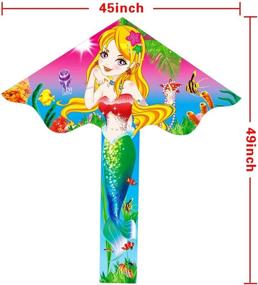 img 3 attached to 🧚 HENGDA Kite - Kids' Lovely Cartoon Mermaid Kite Set with Flying Line