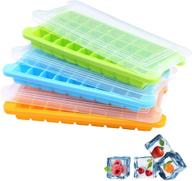 🧊 hiohi silicone ice cube trays 3 pack, 108-cavity flexible ice cube molds with covers - stackable and easy release ice, perfect for cocktails, chocolates (3 colors: orange, blue, green) logo