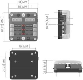 img 3 attached to JOYHO 6-Way Fuse Block with Negative Bus - ATC/ATO Fuse Box for Vehicle Car Boat Marine, Ground, LED Indication, Protection Cover, Bolt Connect Terminals, 70 pcs Stick Label Included