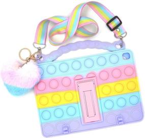 img 4 attached to 🌈 Colorful Push Pop Bubble Silicone Case for iPad 2/3/4, Shockproof Anti-Stress Cover with Lanyard, Kickstand, Pendent, and Pencil Holder