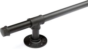 img 1 attached to 🔧 Industrial Black Iron Loft Pipe Handrail for Stairs, Rustic Black, Straight Style - DIYHD 6.6FT with 3-Wall Support