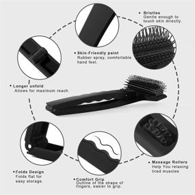 img 2 attached to 🖐️ RENOOK Folding Back Scratcher: Ultimate Exfoliating Body Brush with Oversized Bristles, Massage Rollers, and Labor-Saving Long Handle - Stop Itching and Indulge in Flexible Bliss!