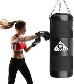 img 4 attached to GROOFOO Kids and Adults Boxing Bag Set - UNFILLED Oxford Punch Bag for Punching, Sparring, and Mounting