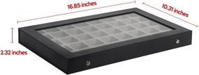 img 2 attached to 📦 JackCubeDesign Jewelry Organization Box - 40 Compartments Showcase Tray with Acrylic Cover for Earrings and Rings (Black, 16.97 x 9.7 x 1.65 inches) – :MK333A
