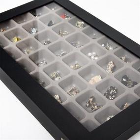 img 1 attached to 📦 JackCubeDesign Jewelry Organization Box - 40 Compartments Showcase Tray with Acrylic Cover for Earrings and Rings (Black, 16.97 x 9.7 x 1.65 inches) – :MK333A