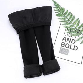 img 1 attached to KEREDA Girls Winter Warm Pants Kids Fleece Lined Leggings Years Black