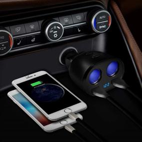 img 1 attached to 🚗 Rocketek USB Car Charger Splitter Adapter: 2-Socket Cigarette Lighter Power Outlet with LED Voltmeter, Dual USB Ports - Charge Phone, Tablet, GPS, Dash Cam & More!