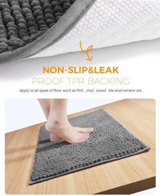 img 2 attached to 🏠 Pretigo Grey Kitchen Rugs: Soft & Absorbent Floor Rugs by Chenille Material | Non-Slip & Washable Kitchen Rug Set (20"X30"+20"X60")