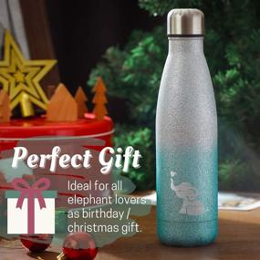 img 2 attached to 🐘 Glitter Elephant Gifts for Girls, Teens, and Elephant Lovers - Stainless Steel Water Bottle for Birthday, Christmas, Valentine, or Year-End - Silver-Blue