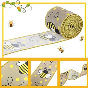 img 2 attached to 🐝 Versatile Bee-Themed Craft Ribbons: 6 Rolls/ 30 Yards of Honeybee Inspired Wired Edge Ribbon - Perfect for DIY Crafts, Wrapping, Hair Bows, Floral Decorations, and More!