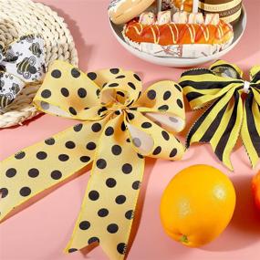 img 1 attached to 🐝 Versatile Bee-Themed Craft Ribbons: 6 Rolls/ 30 Yards of Honeybee Inspired Wired Edge Ribbon - Perfect for DIY Crafts, Wrapping, Hair Bows, Floral Decorations, and More!