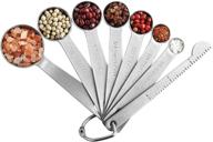 spring chef - stainless steel measuring spoons set of 8 with handy leveler, easy to read markings for dry or liquid ingredients, medicine, and more logo