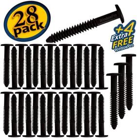 img 4 attached to 🔩 Black Exterior Vinyl Shutter Hardware - Pack of 32 Window Shutters Panel Peg Lok Pin Screws Spikes, 3 inch Fasteners