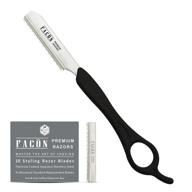 💇 facón hair styling thinning texturizing cutting feather razor + 10 replacement blades for professional use logo