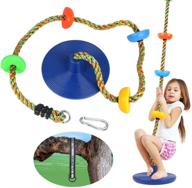 🌈 rainbow swing climbing rope tree swing set - perfect outdoor playground sets for kids with platform, disc swing seat, and slide playset logo