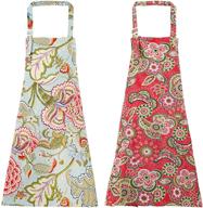 👩 soft cotton linen 2-pack bib aprons for women: kitchen chef aprons with pockets, adjustable & machine washable - 001 logo