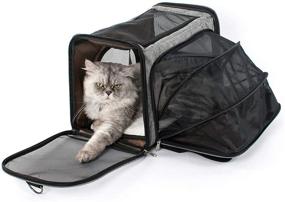 img 4 attached to LUCKITTY Pet Carrier Cat Carriers, Airline Approved Travel Pet Bag, Collapsible Soft-Sided Dog Kennel with Removable Fleece Pad and Pockets, Ideal for Small to Medium Cats and Dogs