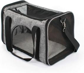 img 3 attached to LUCKITTY Pet Carrier Cat Carriers, Airline Approved Travel Pet Bag, Collapsible Soft-Sided Dog Kennel with Removable Fleece Pad and Pockets, Ideal for Small to Medium Cats and Dogs