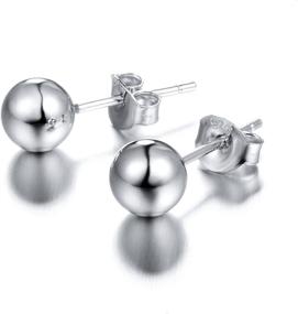 img 2 attached to 💎 Polished Ball Stud Earrings in White Gold Sterling Silver with 3mm-8mm Options - Simple and Stylish Jewelry