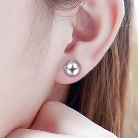 img 3 attached to 💎 Polished Ball Stud Earrings in White Gold Sterling Silver with 3mm-8mm Options - Simple and Stylish Jewelry