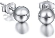 💎 polished ball stud earrings in white gold sterling silver with 3mm-8mm options - simple and stylish jewelry logo