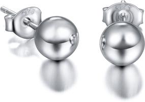 img 4 attached to 💎 Polished Ball Stud Earrings in White Gold Sterling Silver with 3mm-8mm Options - Simple and Stylish Jewelry