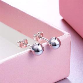 img 1 attached to 💎 Polished Ball Stud Earrings in White Gold Sterling Silver with 3mm-8mm Options - Simple and Stylish Jewelry