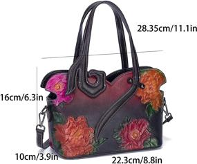 img 1 attached to 👜 Retro Pattern Crossbody Bags: YHOK Genuine Leather Top Handle Satchel Handbags for Women